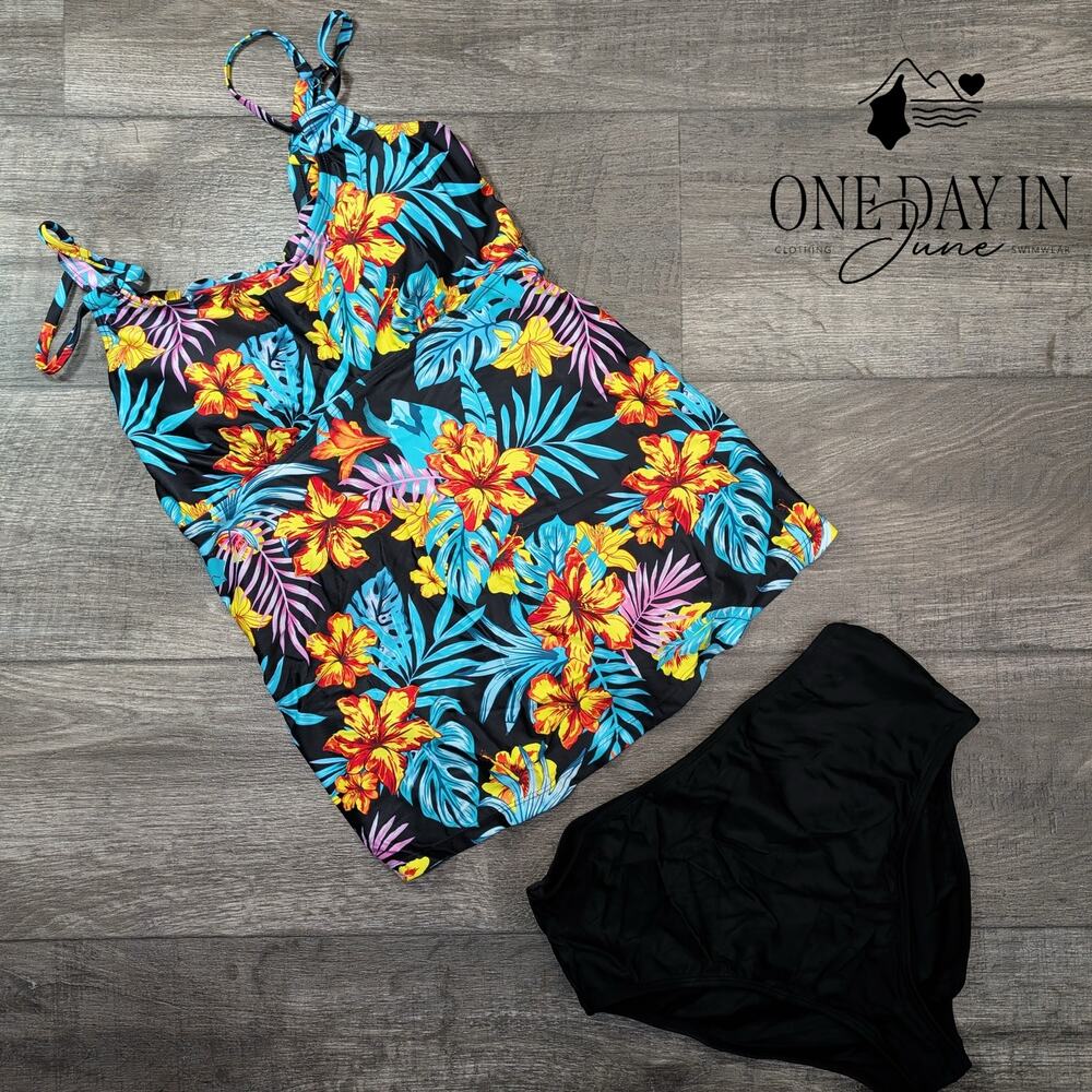 Aleumdr Tropical Tankini Swimsuit Size M